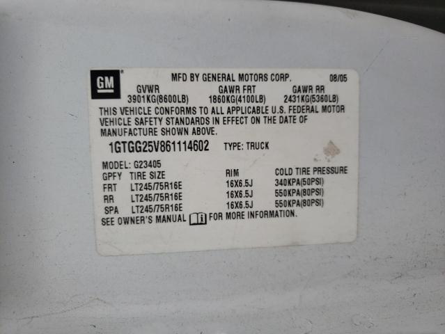 2006 GMC Savana G2500 VIN: 1GTGG25V861114602 Lot: 60806074