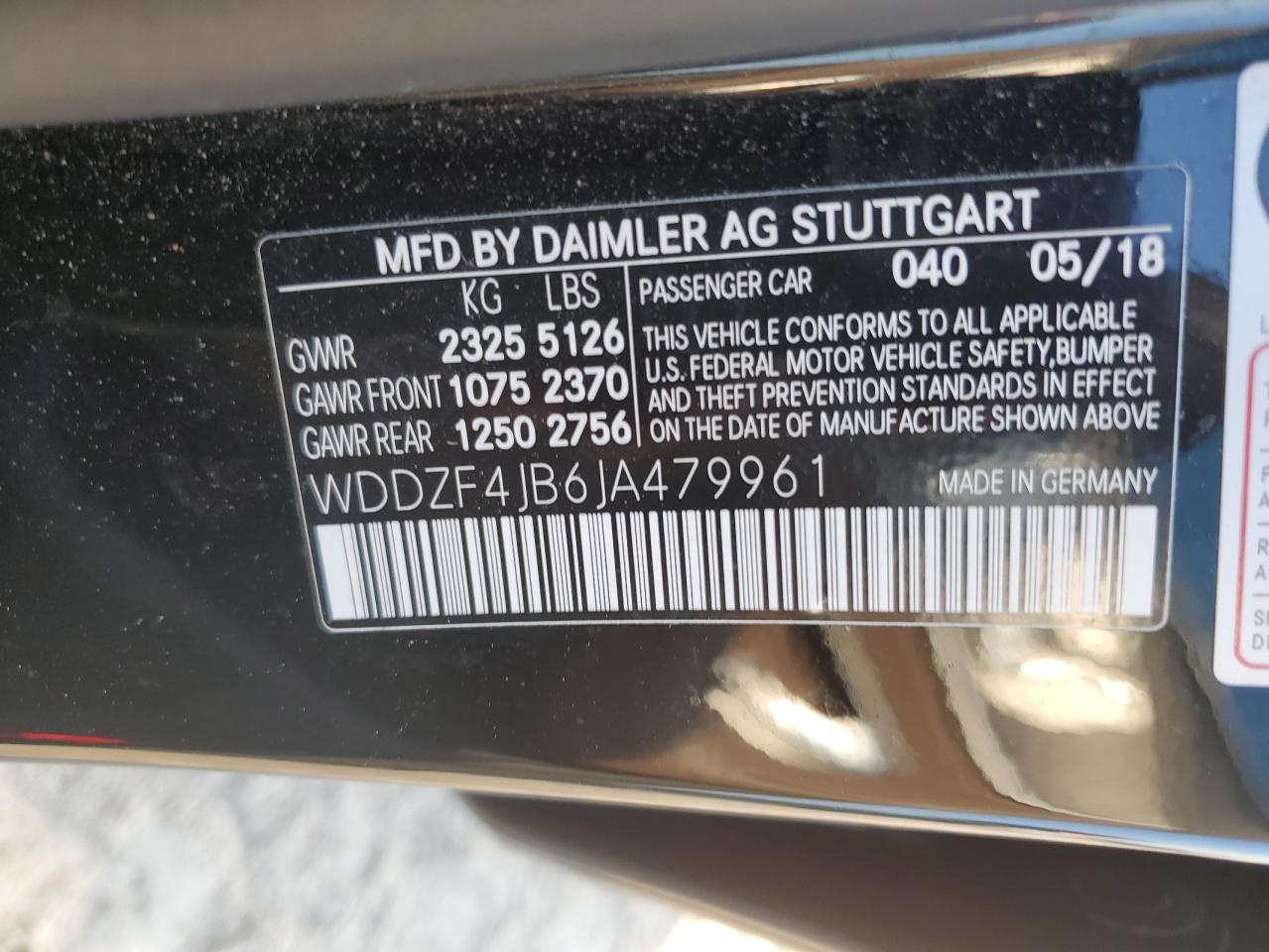 WDDZF4JB6JA479961 2018 Mercedes-Benz E 300