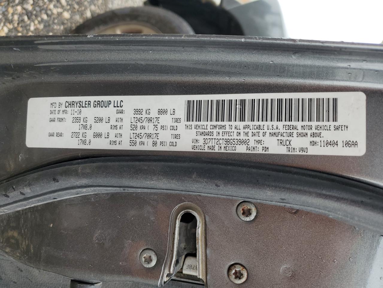 3D7TT2CT9BG539002 2011 Dodge Ram 2500