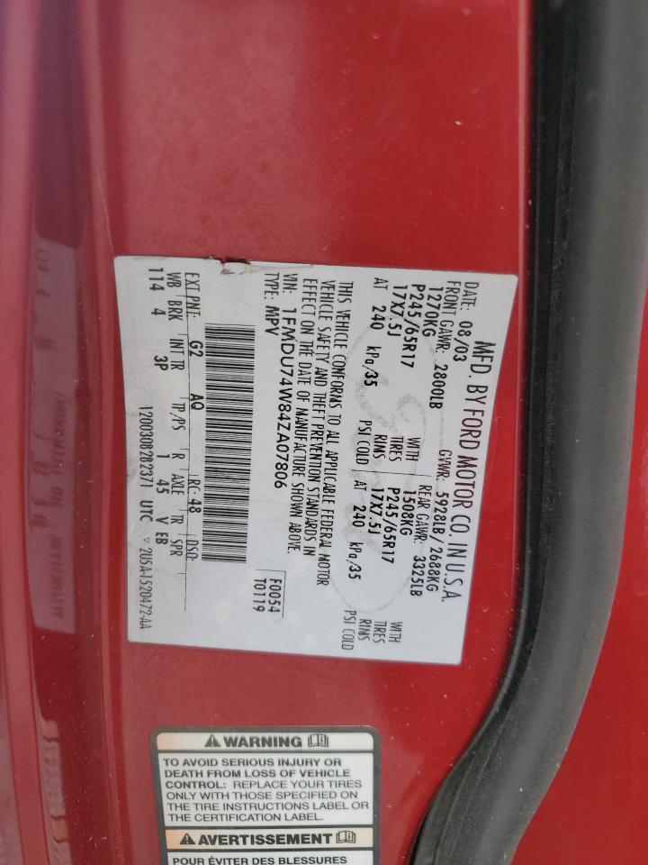 1FMDU74W84ZA07806 2004 Ford Explorer Eddie Bauer