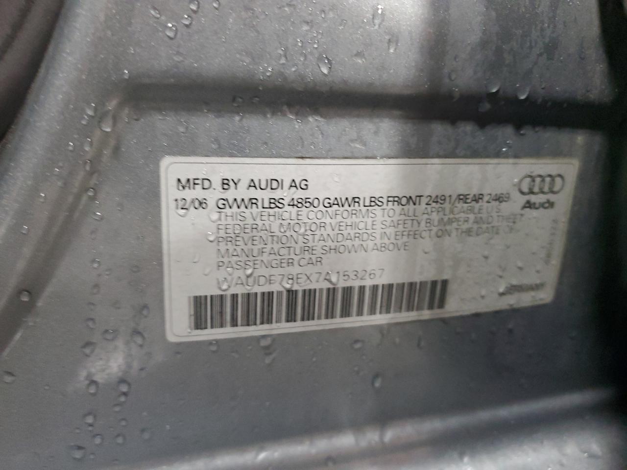 WAUDF78EX7A153267 2007 Audi A4 2.0T Quattro