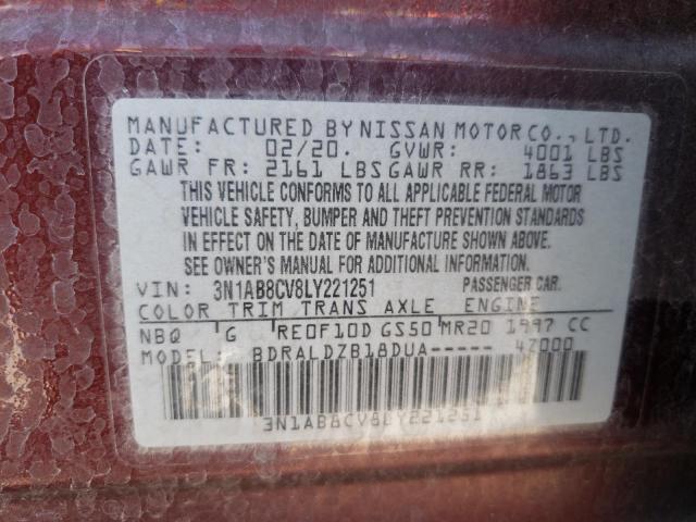 2020 Nissan Sentra Sv VIN: 3N1AB8CV8LY221251 Lot: 58650374