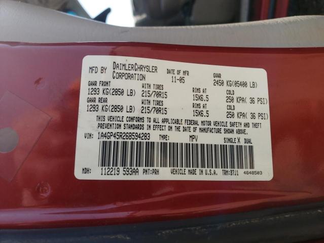 2006 Chrysler Town & Country VIN: 1A4GP45R26B594283 Lot: 58758974