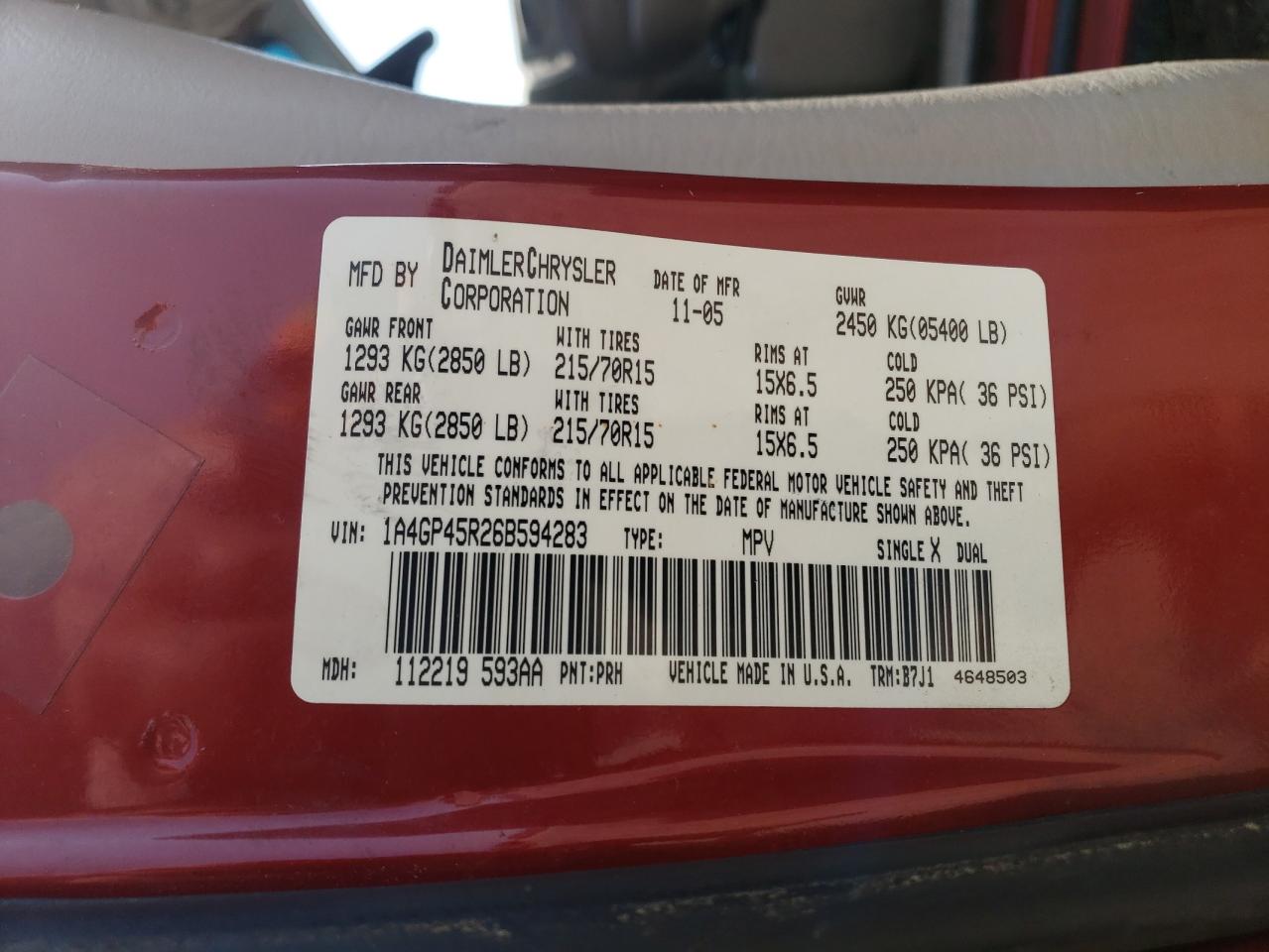 1A4GP45R26B594283 2006 Chrysler Town & Country