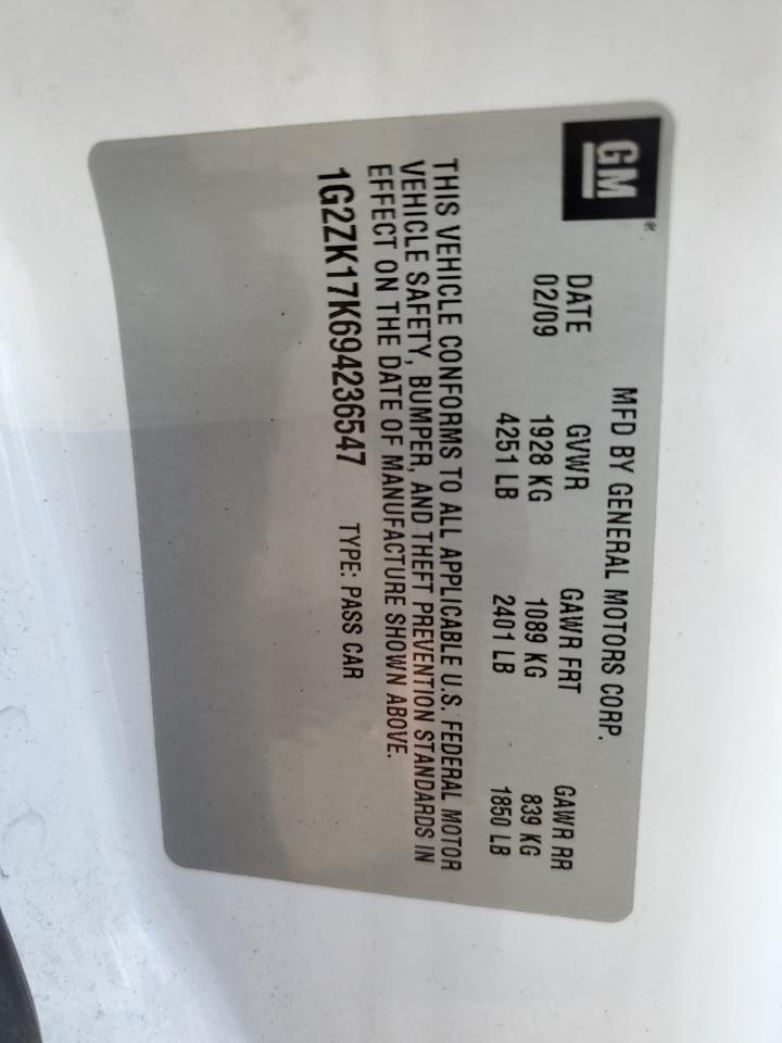 1G2ZK17K694236547 2009 Pontiac G6 Gt