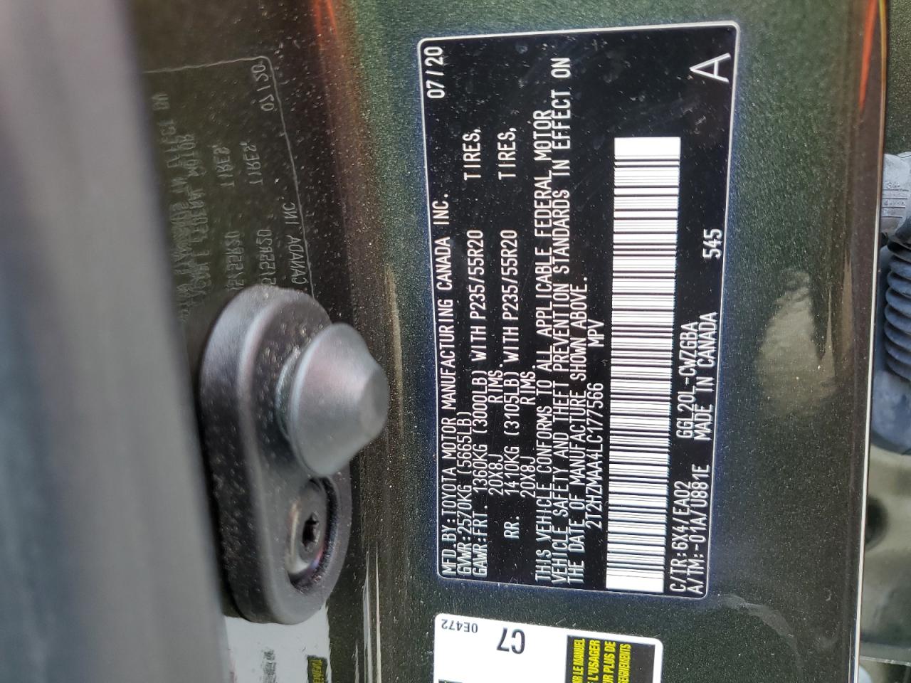 2T2HZMAA4LC177566 2020 Lexus Rx 350