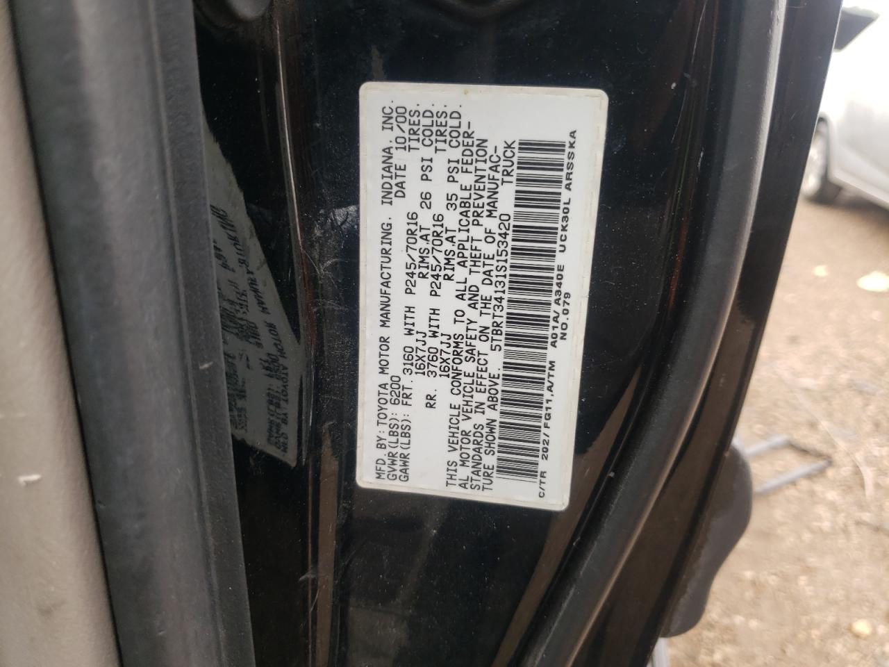 5TBRT34131S153420 2001 Toyota Tundra Access Cab