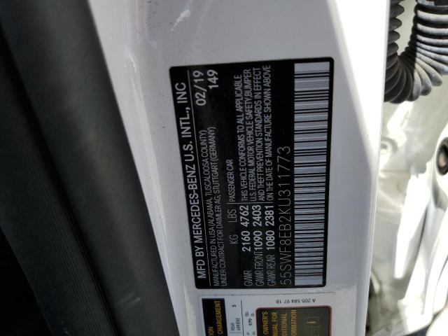 2019 Mercedes-Benz C 300 4Matic VIN: 55SWF8EB2KU311773 Lot: 57127824