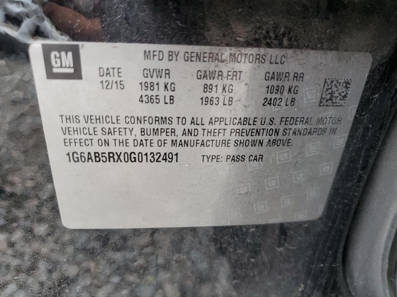 1G6AB5RX0G0132491 2016 Cadillac Ats Luxury