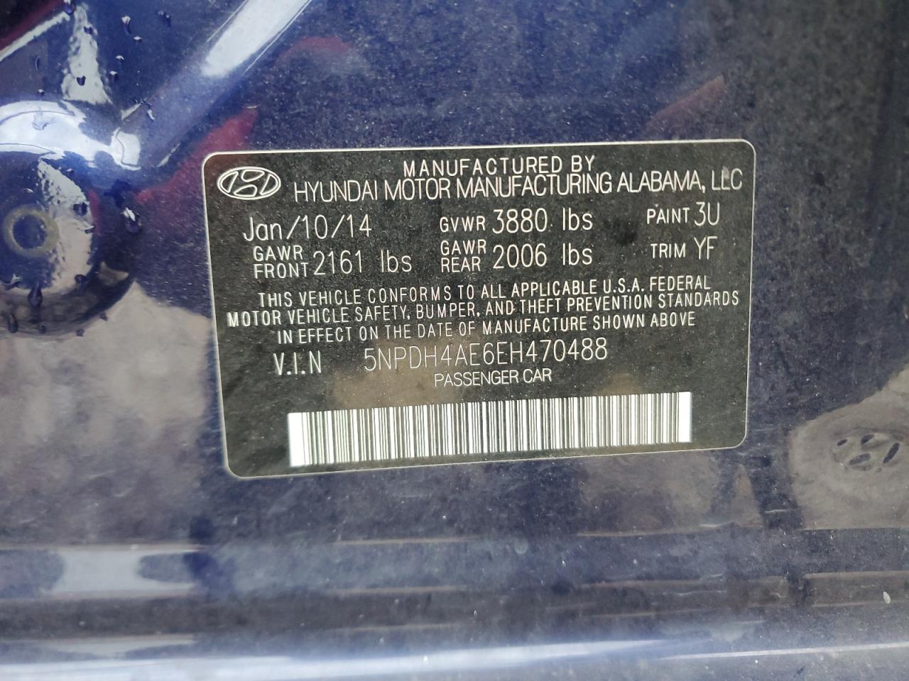 5NPDH4AE6EH470488 2014 Hyundai Elantra Se