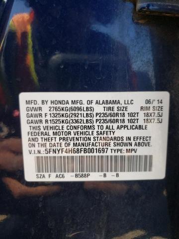 2015 HONDA PILOT EXL - 5FNYF4H68FB001697
