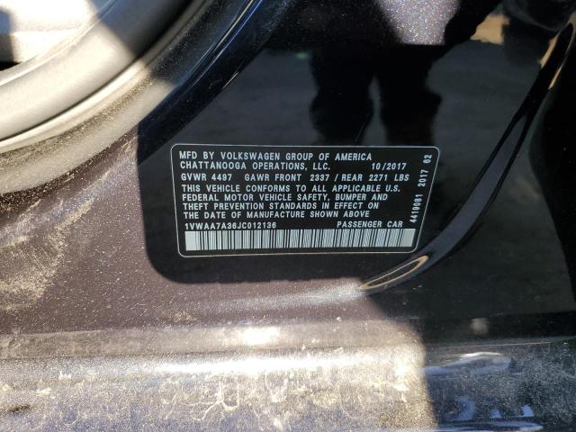 2018 Volkswagen Passat S VIN: 1VWAA7A36JC012136 Lot: 58612264