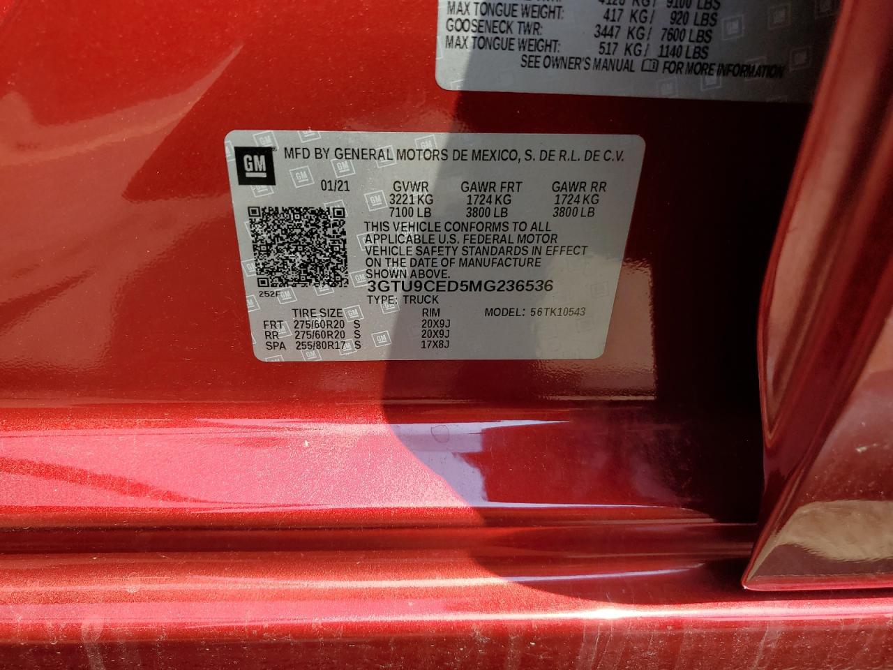 3GTU9CED5MG236536 2021 GMC Sierra K1500 Elevation