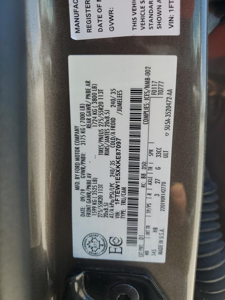 1FTEW1E5XKKE87097 2019 Ford F150 Supercrew