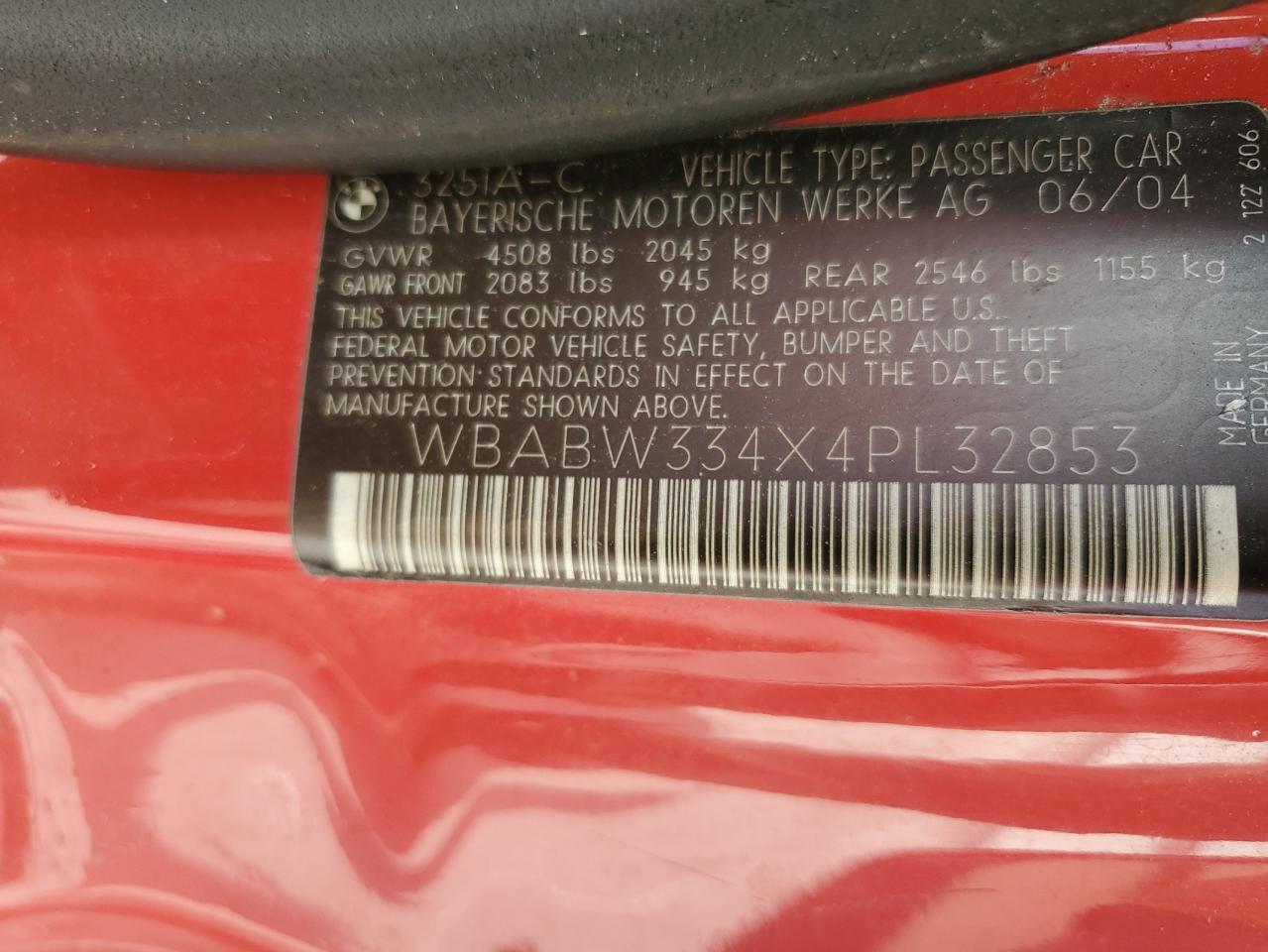 WBABW334X4PL32853 2004 BMW 325 Ci