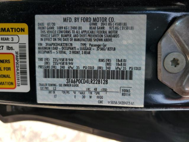 VIN 3FA6P0CD4LR228128 2020 Ford Fusion, Sel no.12