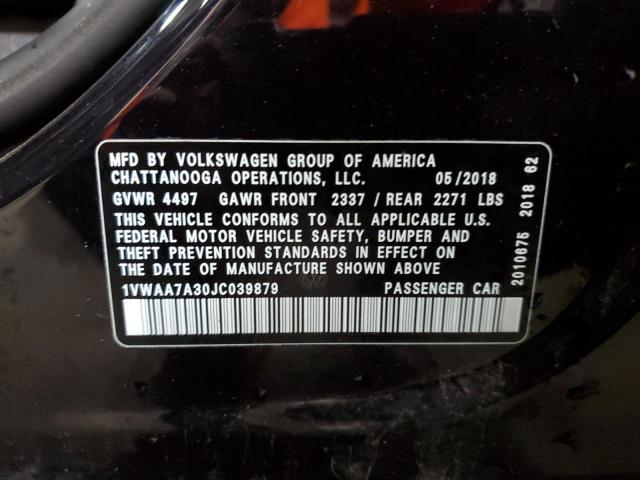 2018 Volkswagen Passat S VIN: 1VWAA7A30JC039879 Lot: 59482014