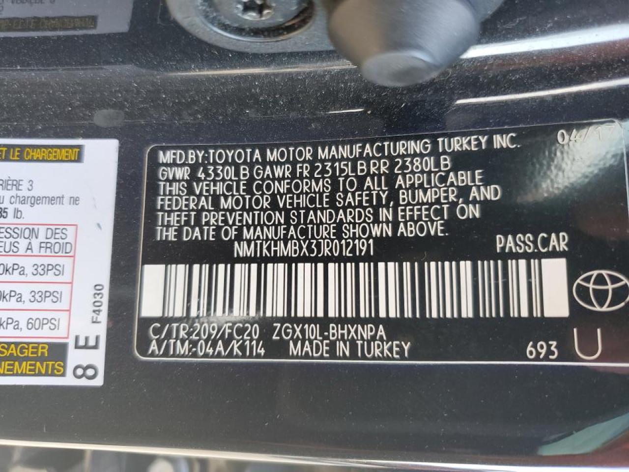 NMTKHMBX3JR012191 2018 Toyota C-Hr Xle