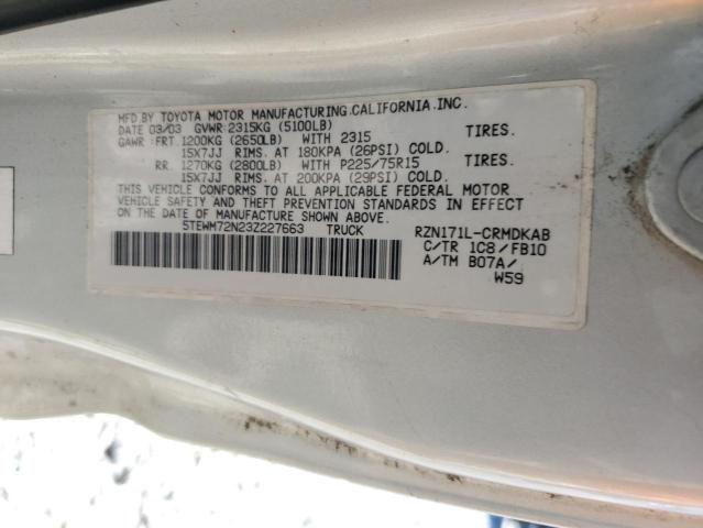 2003 Toyota Tacoma Xtracab VIN: 5TEWM72N23Z227663 Lot: 57558574