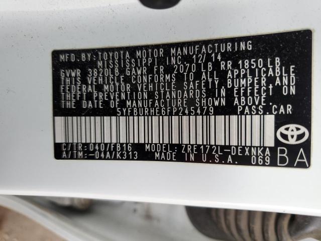 2015 TOYOTA COROLLA L - 5YFBURHE6FP245479