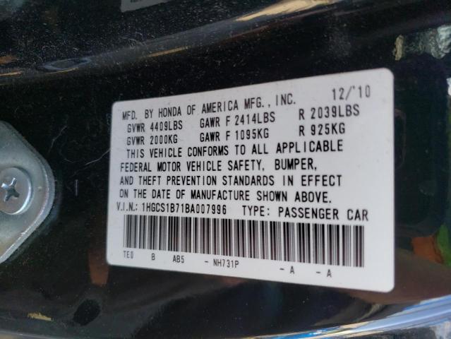 2011 Honda Accord Ex VIN: 1HGCS1B71BA007996 Lot: 58136084