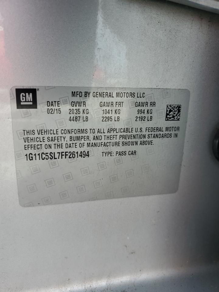 1G11C5SL7FF261494 2015 Chevrolet Malibu 1Lt