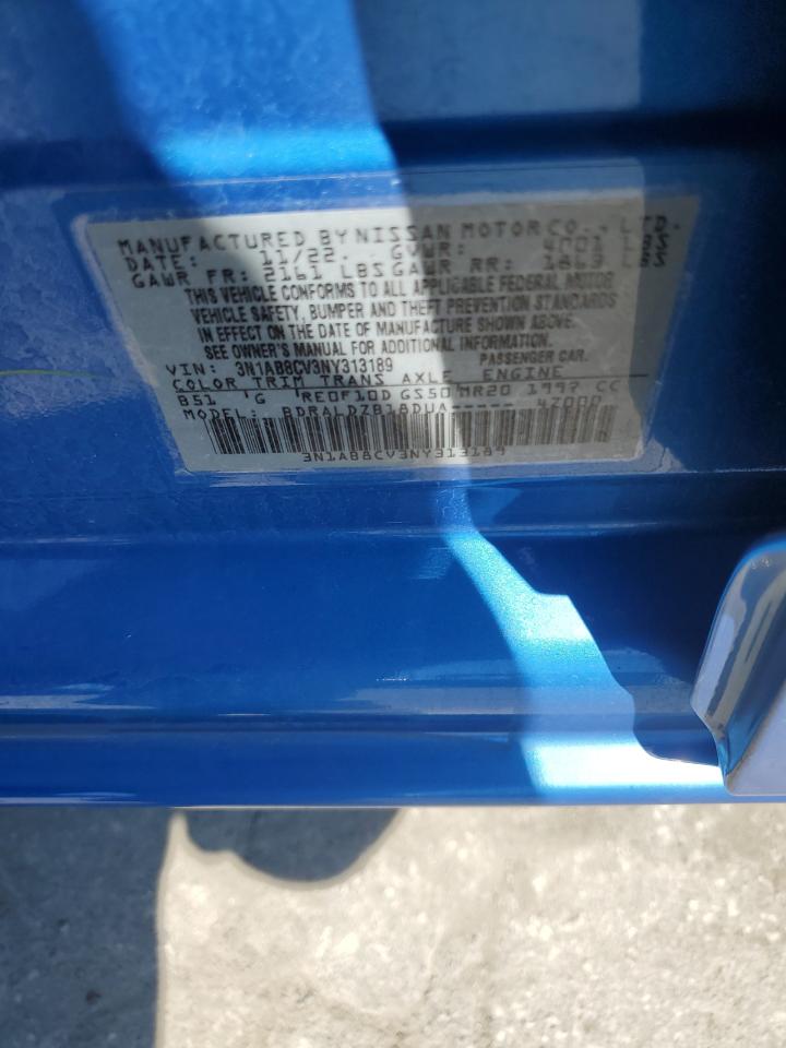 3N1AB8CV3NY313189 2022 Nissan Sentra Sv