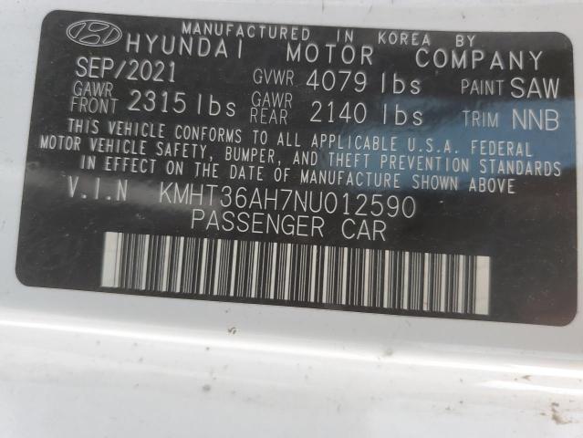 2022 Hyundai Veloster N VIN: KMHT36AH7NU012590 Lot: 59820814