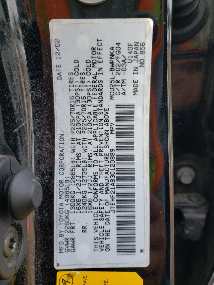 JTEHF21A830120889 2003 Toyota Highlander Limited