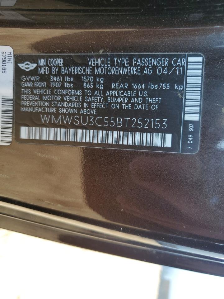 WMWSU3C55BT252153 2011 Mini Cooper