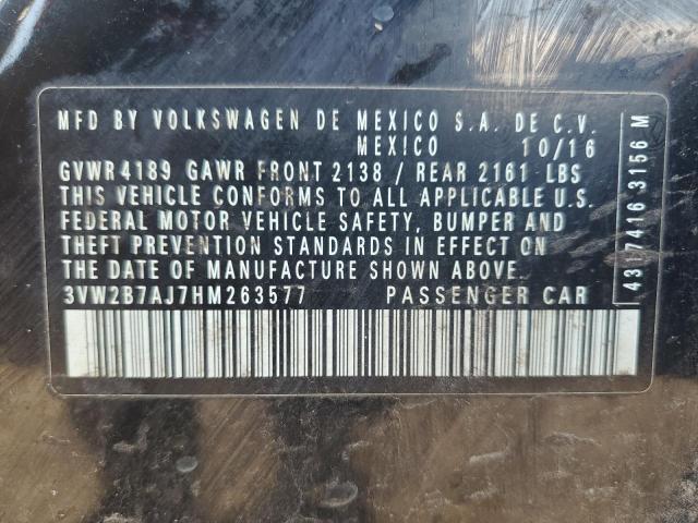 2017 Volkswagen Jetta S VIN: 3VW2B7AJ7HM263577 Lot: 61259574