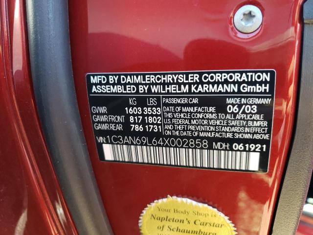 2004 Chrysler Crossfire Limited VIN: 1C3AN69L64X002858 Lot: 59401534