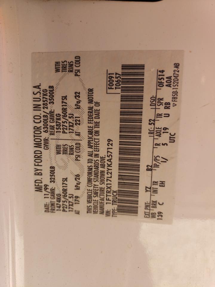 1FTRX17L2YKA57129 2000 Ford F150