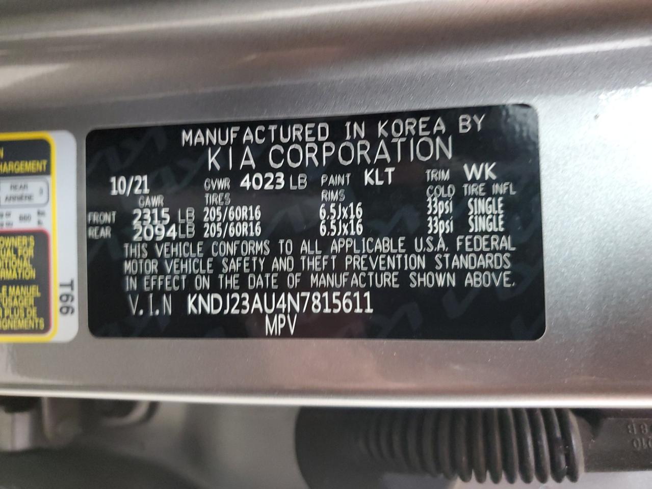 KNDJ23AU4N7815611 2022 Kia Soul Lx