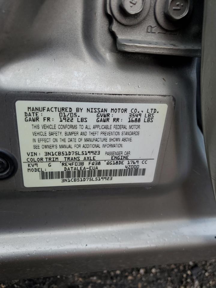 3N1CB51D75L519923 2005 Nissan Sentra 1.8