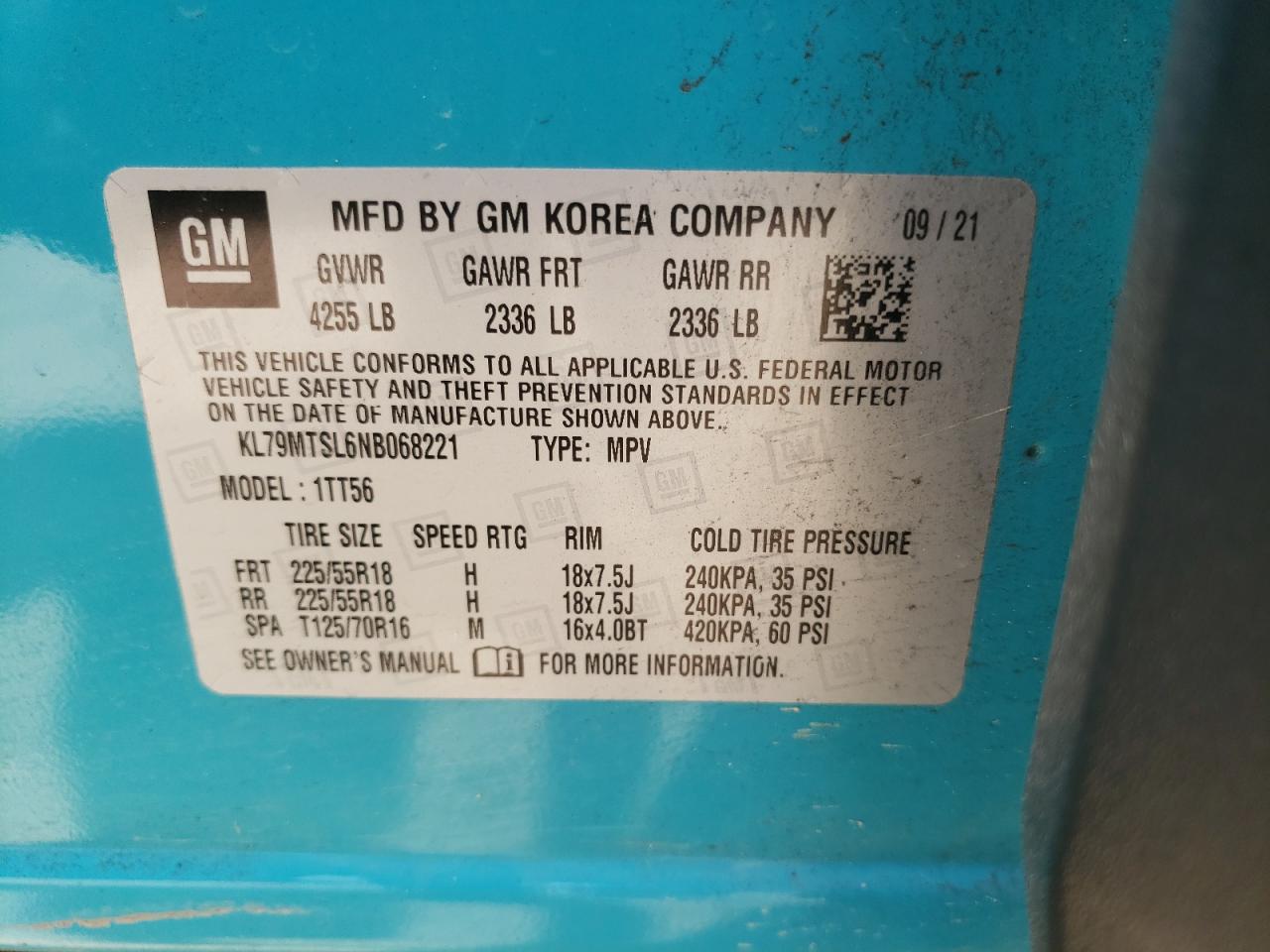 KL79MTSL6NB068221 2022 Chevrolet Trailblazer Rs