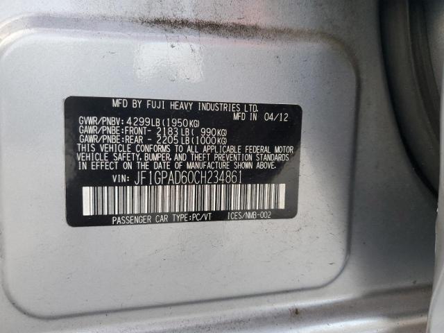 2012 Subaru Impreza Premium VIN: JF1GPAD60CH234861 Lot: 58664984
