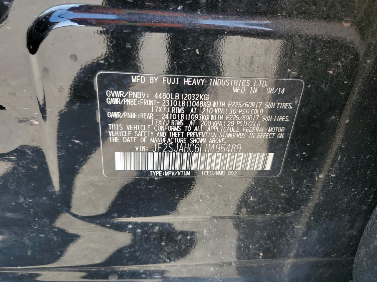 JF2SJAHC6FH496489 2015 Subaru Forester 2.5I Limited