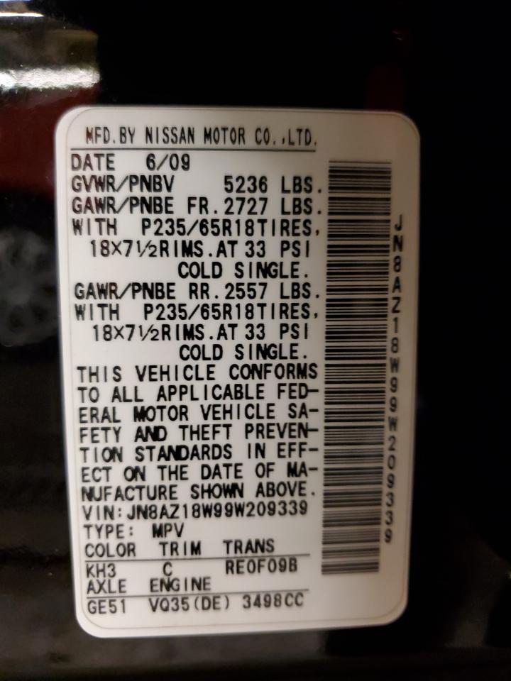 JN8AZ18W99W209339 2009 Nissan Murano S