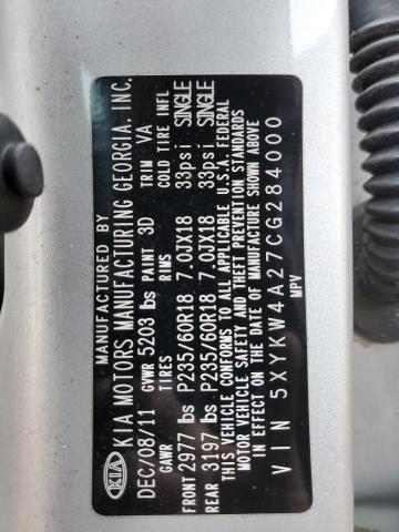 2012 Kia Sorento Sx VIN: 5XYKW4A27CG284000 Lot: 59061334