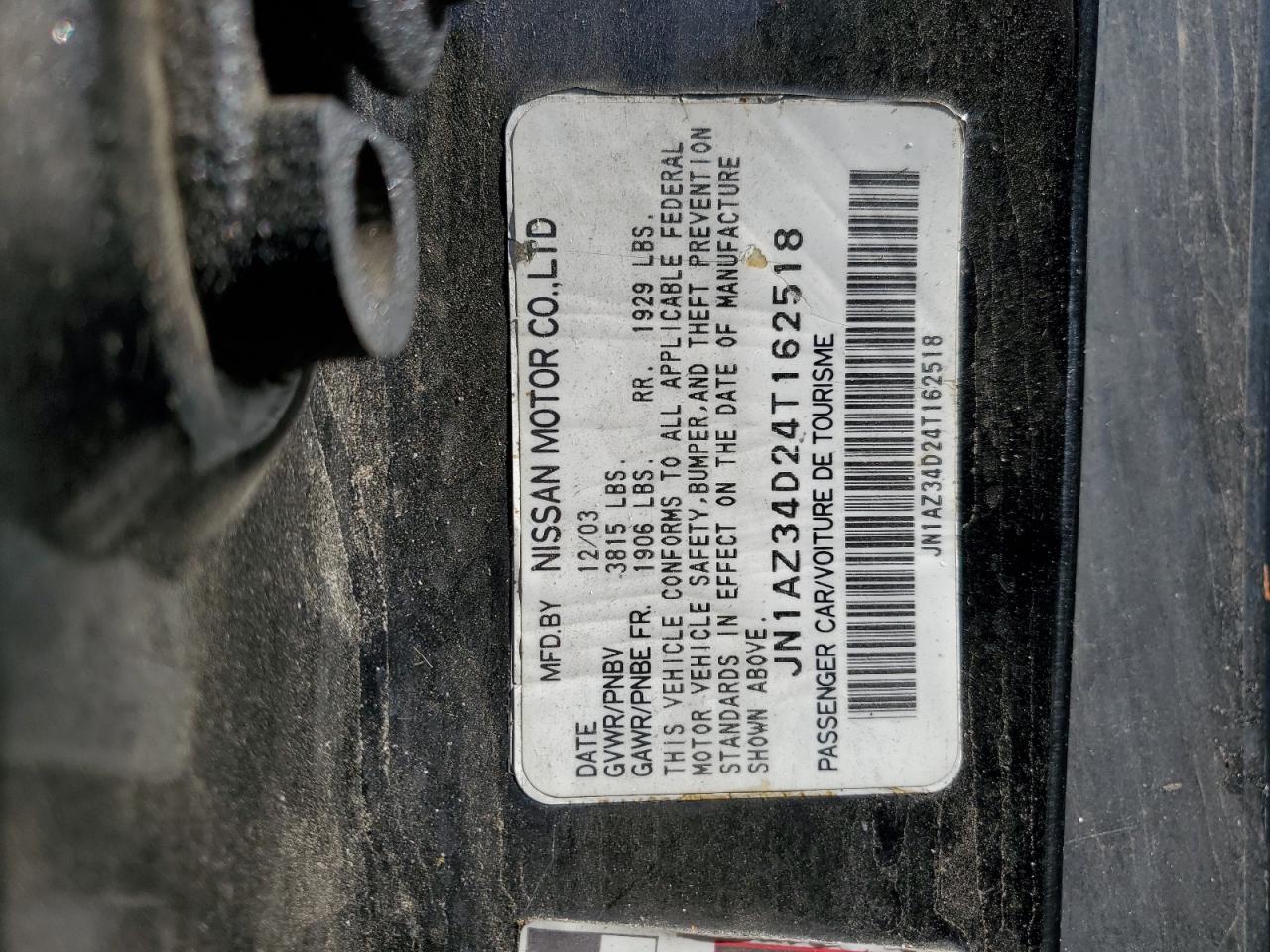 JN1AZ34D24T162518 2004 Nissan 350Z Coupe