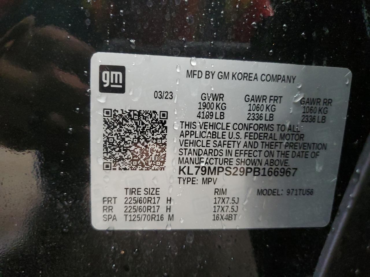 KL79MPS29PB166967 2023 Chevrolet Trailblazer Lt