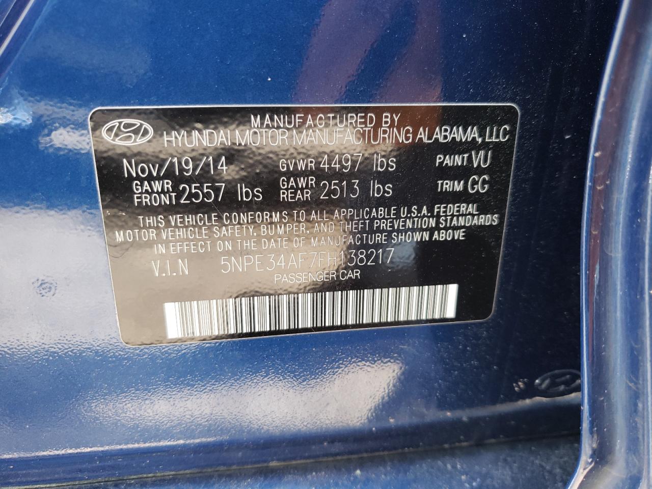 5NPE34AF7FH138217 2015 Hyundai Sonata Sport