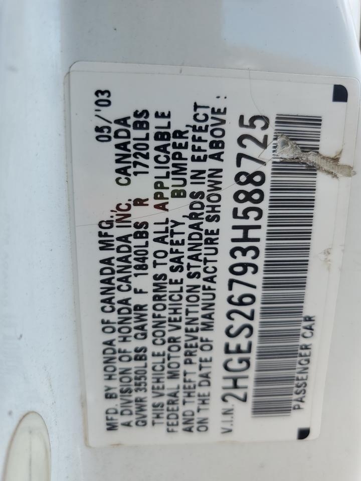 2HGES26793H588725 2003 Honda Civic Ex