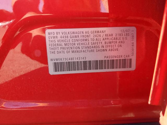 2008 Volkswagen Passat Lux VIN: WVWEK73C48E143143 Lot: 61275834