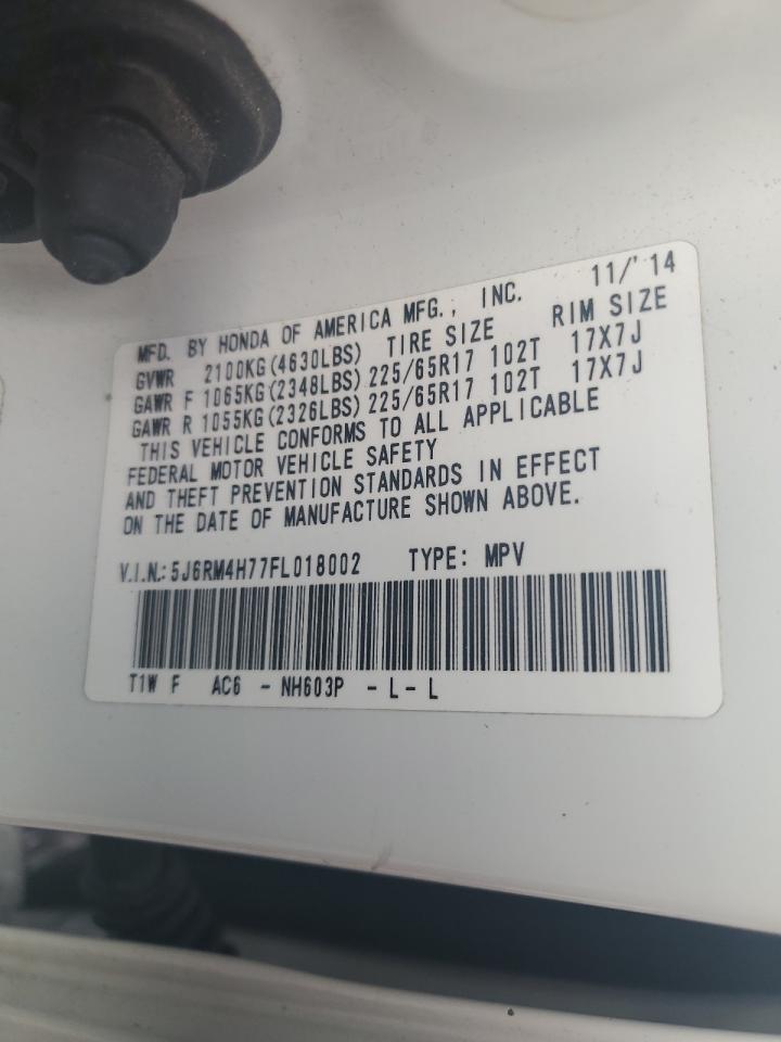 5J6RM4H77FL018002 2015 Honda Cr-V Exl