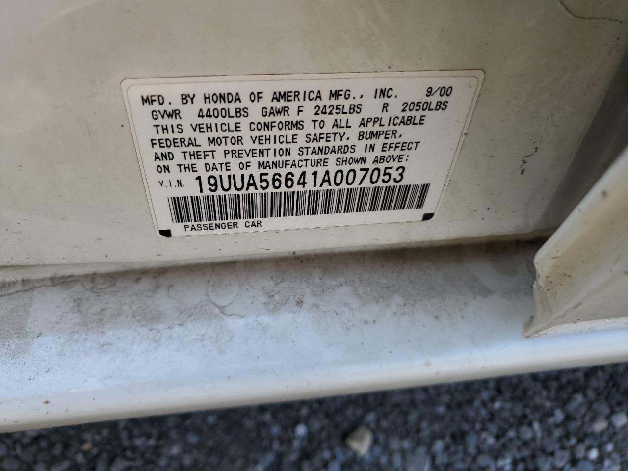 19UUA56641A007053 2001 Acura 3.2Tl