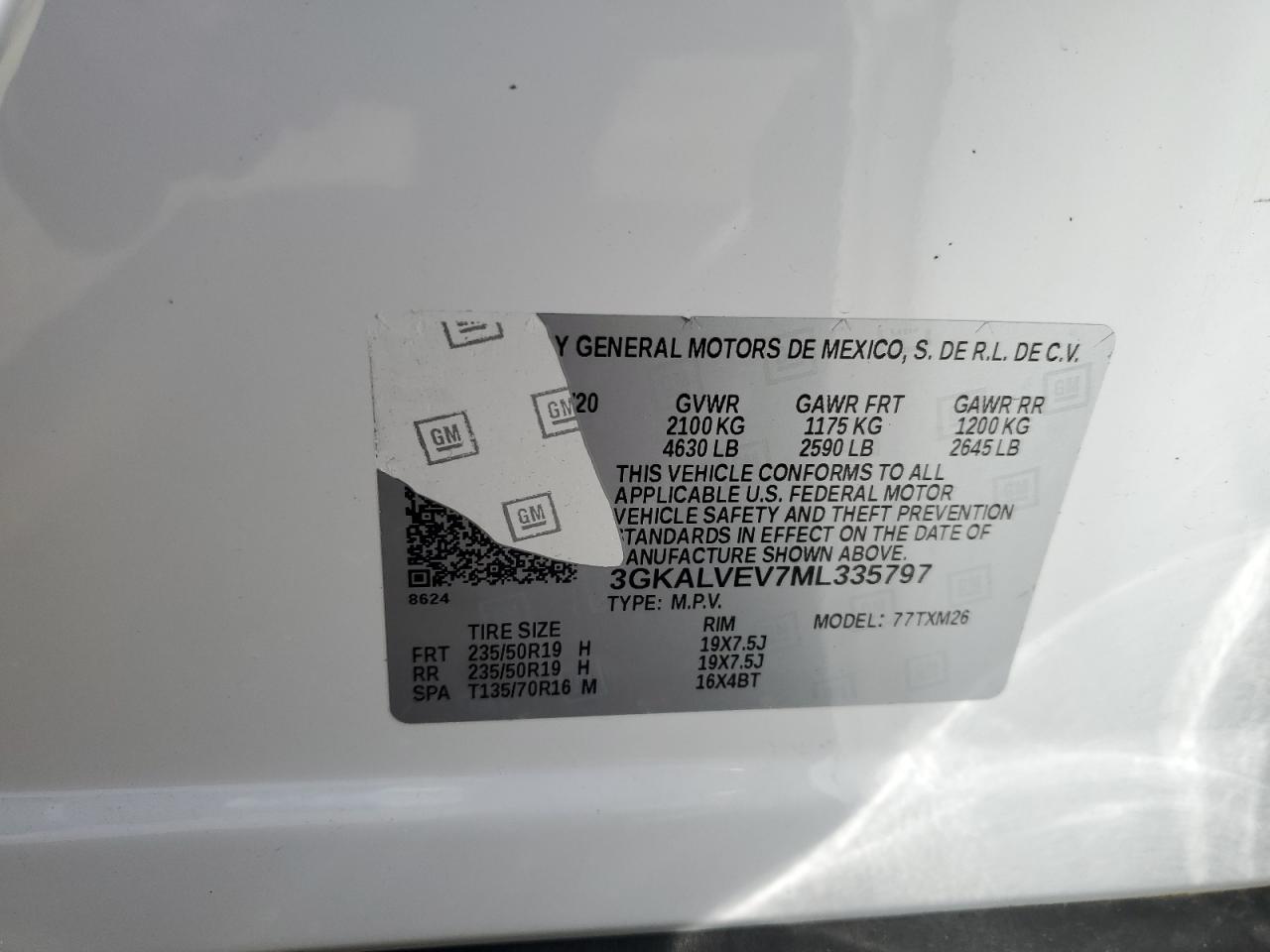 3GKALVEV7ML335797 2021 GMC Terrain Slt