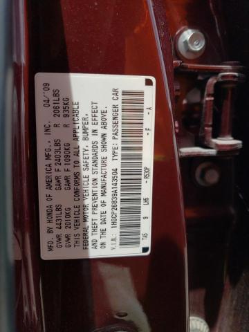 2009 Honda Accord Exl VIN: 1HGCP26839A143504 Lot: 56828724