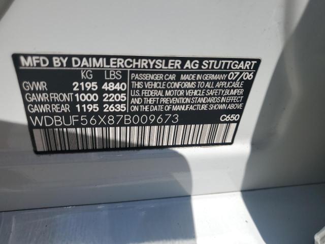 2007 Mercedes-Benz E 350 VIN: WDBUF56X87B009673 Lot: 59446284
